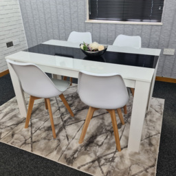 Kosy Koala 4 Seater Plastic Dining Set Black and White - Size: 83 x 57 x 49cm - White Black - Portland - Wilko - thumbnail 5