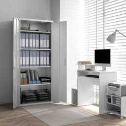 HOMCOM 2 Door White Lockable Metal Cabinet - Size: 180.0 cm x 40.0 cm x 80.0 cmcm - Wilko - thumbnail 5