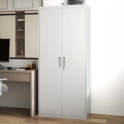 HOMCOM 2 Door White Lockable Metal Cabinet - Size: 180.0 cm x 40.0 cm x 80.0 cmcm - Wilko