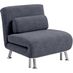 HOMCOM Single Charcoal Grey Velvet Chair Bed with Adjustable Backrest - Wilko - thumbnail 3