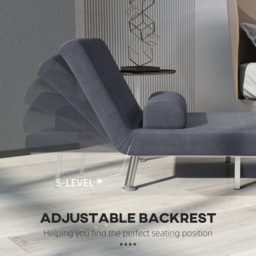 HOMCOM Single Charcoal Grey Velvet Chair Bed with Adjustable Backrest - Wilko - thumbnail 7