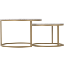 Seconique Dallas Marble and Gold Effect Round Nest of Tables Set of 2 - Size: 74 x 74 x 47cm - White - Wilko - thumbnail 4