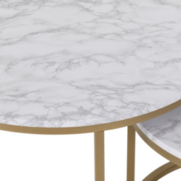 Seconique Dallas Marble and Gold Effect Round Nest of Tables Set of 2 - Size: 74 x 74 x 47cm - White - Wilko - thumbnail 6