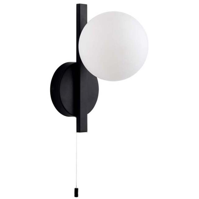 Merano Riomaggiore Matt Black Matt Opal Glass Bathroom Wall Lamp - Size: 16.7 x 12 x 23cm - Wilko - image 1