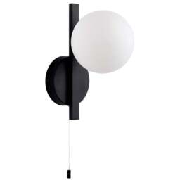 Merano Riomaggiore Matt Black Matt Opal Glass Bathroom Wall Lamp - Size: 16.7 x 12 x 23cm - Wilko - thumbnail 1
