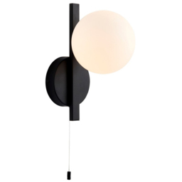 Merano Riomaggiore Matt Black Matt Opal Glass Bathroom Wall Lamp - Size: 16.7 x 12 x 23cm - Wilko - thumbnail 4