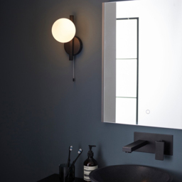Merano Riomaggiore Matt Black Matt Opal Glass Bathroom Wall Lamp - Size: 16.7 x 12 x 23cm - Wilko - thumbnail 7