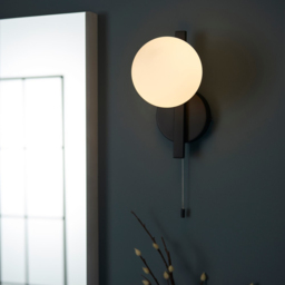 Merano Riomaggiore Matt Black Matt Opal Glass Bathroom Wall Lamp - Size: 16.7 x 12 x 23cm - Wilko - thumbnail 6