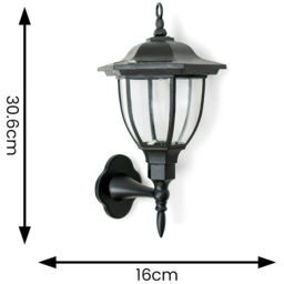 ValueLights Mayfair Set of 2 Black Outdoor Solar Wall Fence Lights - Size: 30 x 16.8 x 16.8cm - Wilko - thumbnail 7