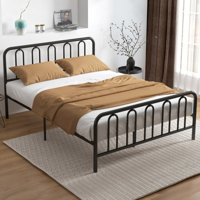 Costway King Size Black Metal Bed Frame with Headboard and Footboard - Multi - Wilko - image 1