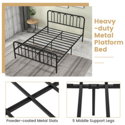 Costway King Size Black Metal Bed Frame with Headboard and Footboard - Multi - Wilko - thumbnail 7