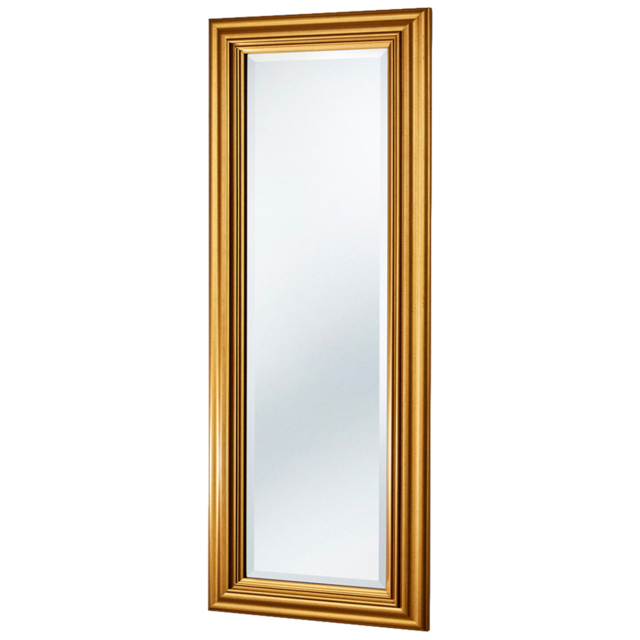 Yearn Gold Framed Contemporary Bevelled Tall Wall Mirror 136 x 59.5cm - Size: 136 x 59cm - Wilko - image 1