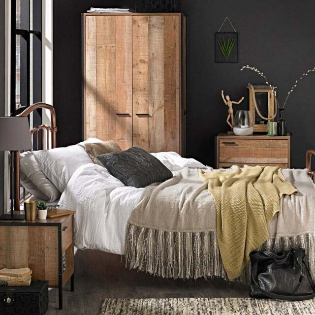 Hoxton Oak Effect 3 Piece Bedroom Furniture Set - Size: 2 Door - Brown - LPD Home - Wilko - image 1