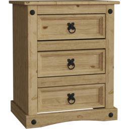 VIDA DESIGNS Corona 3 Drawer Pine Bedside Table - Brown - Wilko - thumbnail 3