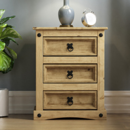 VIDA DESIGNS Corona 3 Drawer Pine Bedside Table - Brown - Wilko - thumbnail 7