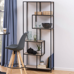 Florence Seaford 5 Shelf Sonoma Oak and Black Metal Bookcase - Furniture To Go - Wilko - thumbnail 1