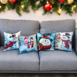 Xmas Haus Festive Happy Snowman Christmas Cushion 45 x 45cm - Size: 450 x 450 x 150cm - White - Wilko - thumbnail 5