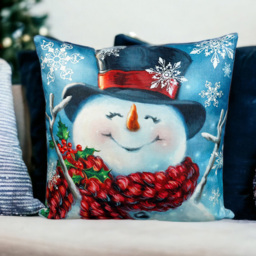 Xmas Haus Festive Happy Snowman Christmas Cushion 45 x 45cm - Size: 450 x 450 x 150cm - White - Wilko - thumbnail 4