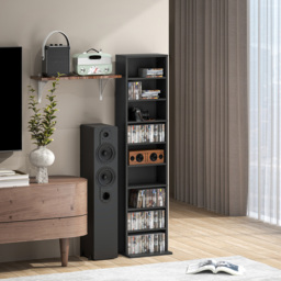 HOMCOM 9 Shelf Black DVD and CD Media Storage Unit - Size: 140 x 24 x 33cm - Wilko - thumbnail 4