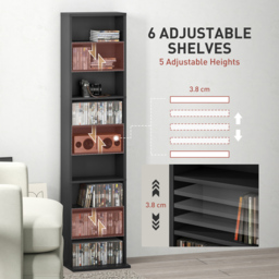 HOMCOM 9 Shelf Black DVD and CD Media Storage Unit - Size: 140 x 24 x 33cm - Wilko - thumbnail 6