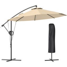 Outsunny Khaki Banana Cantilever Parasol with Cover and Wind Strap 3m - Cream - Wilko - thumbnail 1