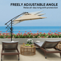 Outsunny Khaki Banana Cantilever Parasol with Cover and Wind Strap 3m - Cream - Wilko - thumbnail 7