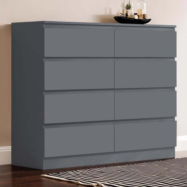FWStyle Carlton 8 Drawer Matt Grey Chest of Drawers - Wilko - image 1