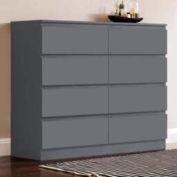 FWStyle Carlton 8 Drawer Matt Grey Chest of Drawers - Wilko - thumbnail 1