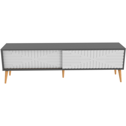 Decorotika Riso 2 Sliding Door Anthracite and White TV Unit - Size: 54 x 180 x 35cm - Multi - Wilko - thumbnail 3