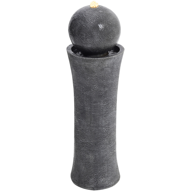 Living and Home Cylindrical Water Polo Fountain with Warm Light - Grey - Wilko - image 1