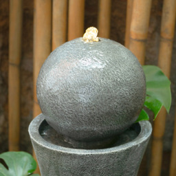 Living and Home Cylindrical Water Polo Fountain with Warm Light - Grey - Wilko - thumbnail 7
