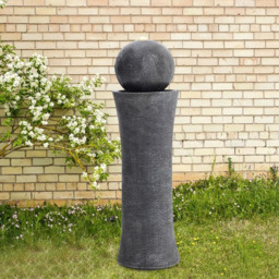 Living and Home Cylindrical Water Polo Fountain with Warm Light - Grey - Wilko - thumbnail 3