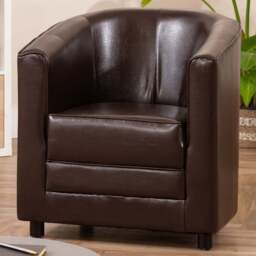 Artemis Home Aspen Brown Faux Leather Tub Chair - Size: Single - Wilko