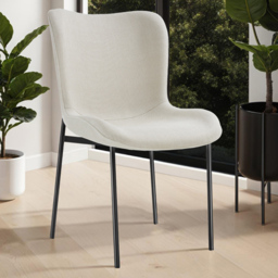 tectake Tessa Off White and Black Woven Fabric Padded Dining Chair - Size: 90 x 54 x 62cm - Wilko