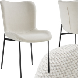 tectake Tessa Off White and Black Woven Fabric Padded Dining Chair - Size: 90 x 54 x 62cm - Wilko - thumbnail 3