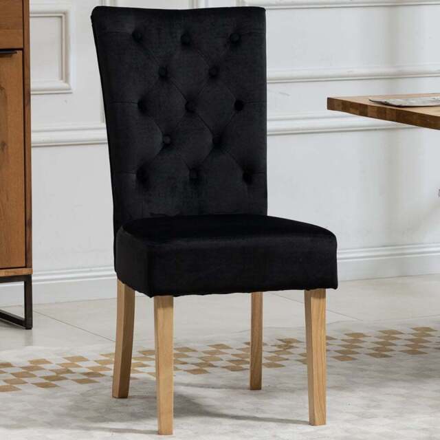 Artemis Home Pienza Set of 2 Black Velvet Dining Chairs - Wilko - image 1