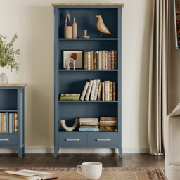 Baumhaus Signature 2 Drawer 4 Shelf Blue Tall Bookcase - Wilko - thumbnail 6