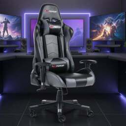Furniture Online Pro Fx Grey Faux Leather Reclining Gaming Chair - Size: 128 x 67 x 53cm - Wilko