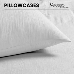 Velosso Washed Linen Look Double White Duvet Set - Wilko - thumbnail 4