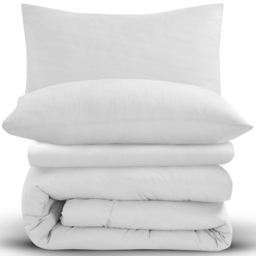 Velosso Washed Linen Look Double White Duvet Set - Wilko - thumbnail 3