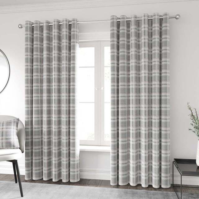 Helena Springfield Harriet Woven Lined Blush and Grey Curtains 229 x 229cm - Size: W 228 x D 228cm - Blush/Grey - Wilko - image 1