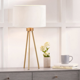 Pacific Lifestyle Houston Brushed Brass Metal Tripod Table Lamp - Gold - Wilko - thumbnail 3