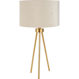 Pacific Lifestyle Houston Brushed Brass Metal Tripod Table Lamp - Gold - Wilko