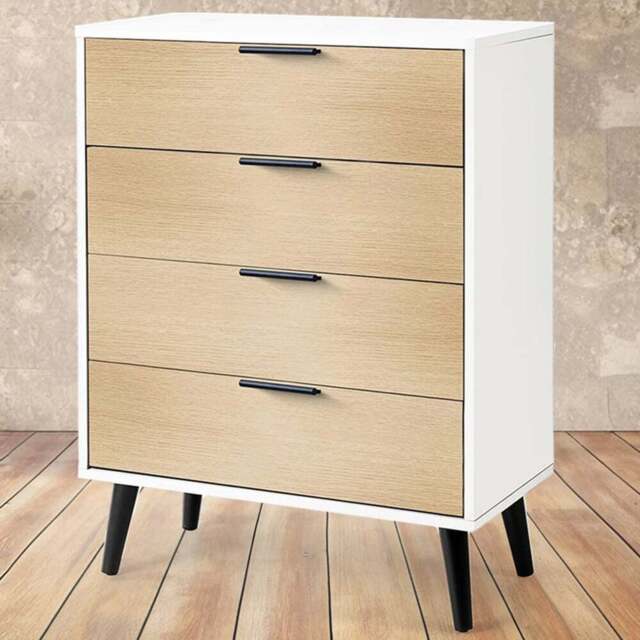 Julian Bowen Alba 4 Drawer Wide Matt White and Oak Chest of Drawers - Wilko - image 1