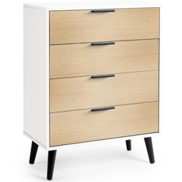 Julian Bowen Alba 4 Drawer Wide Matt White and Oak Chest of Drawers - Wilko - thumbnail 3