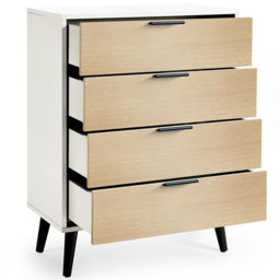Julian Bowen Alba 4 Drawer Wide Matt White and Oak Chest of Drawers - Wilko - thumbnail 5