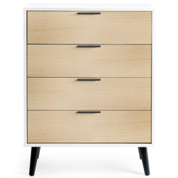 Julian Bowen Alba 4 Drawer Wide Matt White and Oak Chest of Drawers - Wilko - thumbnail 4