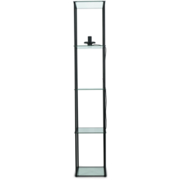 ValueLights Gobie 4 Shelf Black Metal Frame Glass LED Floor Lamp - Size: 169 x 30 x 30cm - Wilko - thumbnail 4