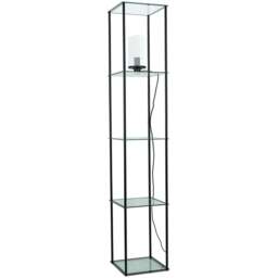 ValueLights Gobie 4 Shelf Black Metal Frame Glass LED Floor Lamp - Size: 169 x 30 x 30cm - Wilko - thumbnail 1