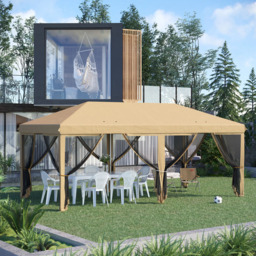 Outsunny 6 x 3m Beige Pop Up Gazebo with Mesh Walls - Size: 118 x 36 x 24.5cm - Cream - Wilko - thumbnail 1